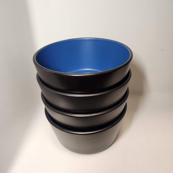 NEW Stone Lain 4 Bowls Replacement Stoneware Dinnerware Set Blue Black Ramen - Picture 3 of 6